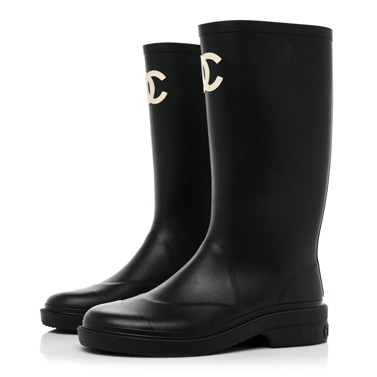 Chanel Caoutchouk CC High Boots 37 Black 3 of 9