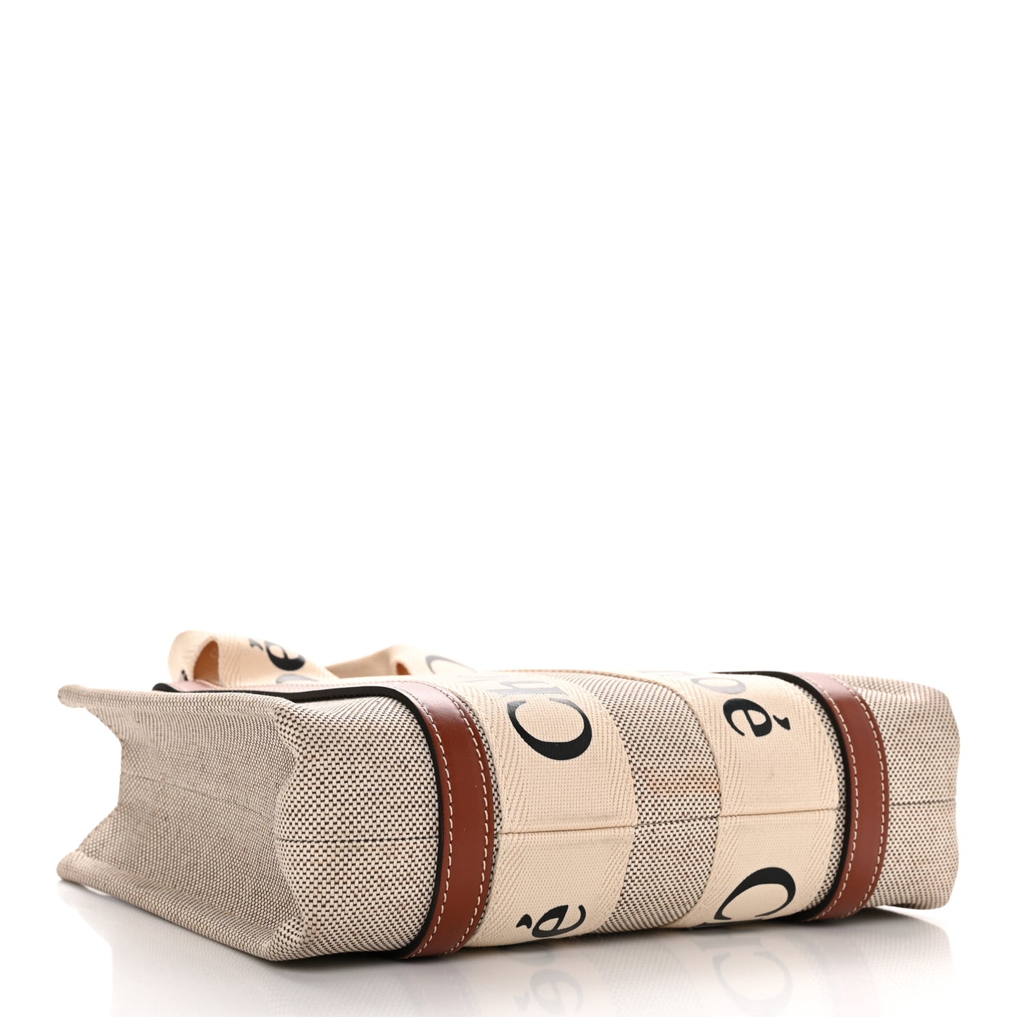 Cotton Calfskin Small Woody Ribbon Tote With Strap White Brown