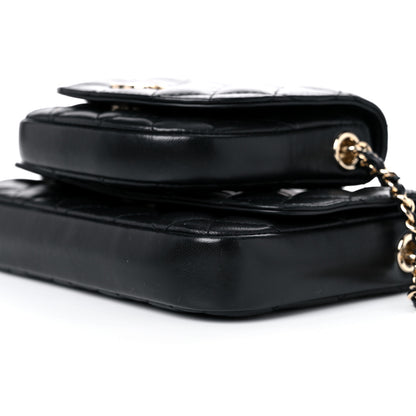 Chanel Lambskin Quilted Side Packs Black 12 of 14