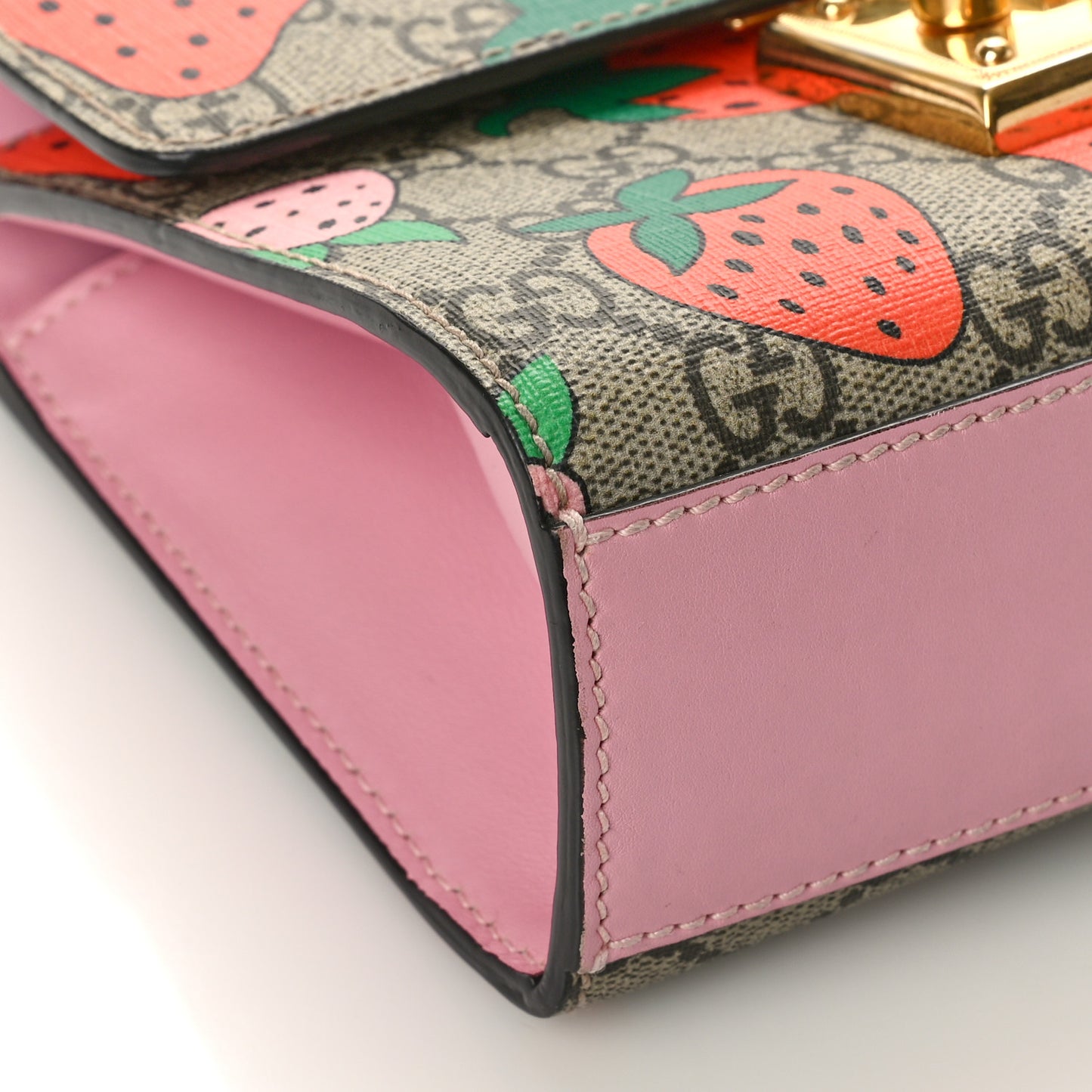 GG Supreme Monogram Strawberry Small Padlock Shoulder Bag