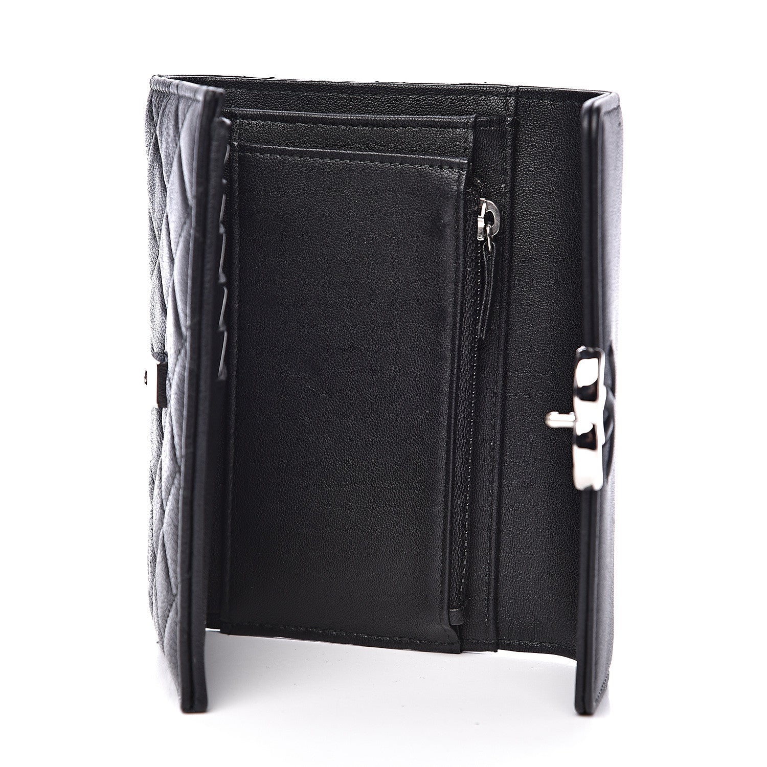 Chanel Lambskin Quilted CC Box Flap Wallet Black 5 of 13