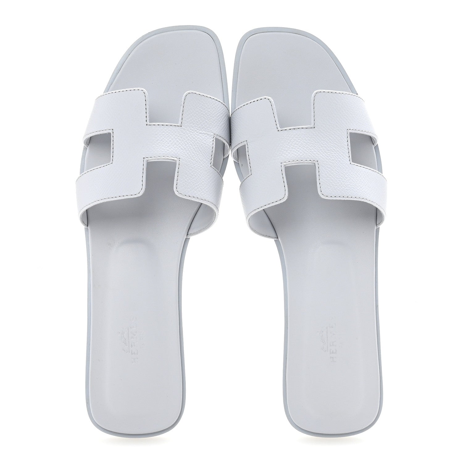 Hermes Epsom Oran Sandals 39.5 Bleu Glacier 2 of 11