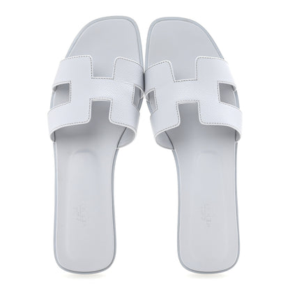 Hermes Epsom Oran Sandals 39.5 Bleu Glacier 2 of 11