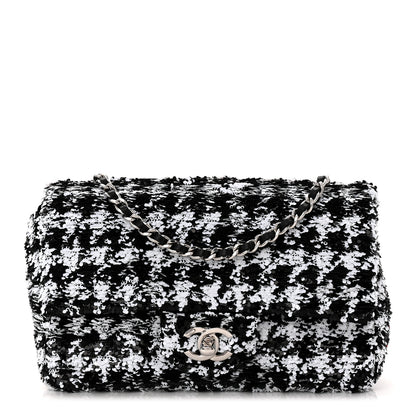 Chanel Sequin Houndstooth Small Flap Black White 1 of 10
