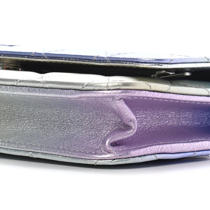 Chanel Gradient Metallic Calfskin Quilted Wallet On Chain WOC Silver Blue Yellow Purple 9 of 9