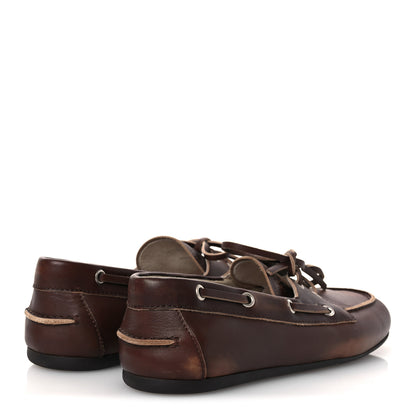 Miu Miu Vitello Deco Boat Loafers 38 Sienna 5 of 11