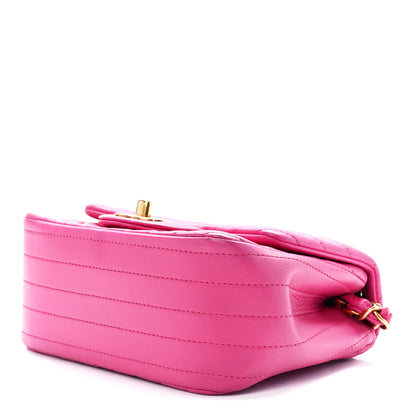 Chanel Lambskin Chevron Quilted Mini Square Flap Fuchsia 10 of 12