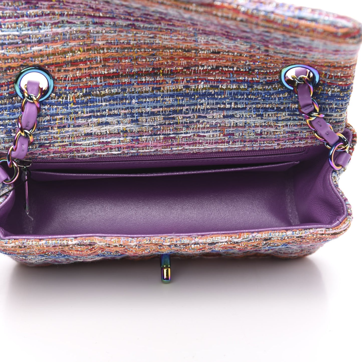 Tweed Quilted Mini Rectangular Flap Blue Pink Orange