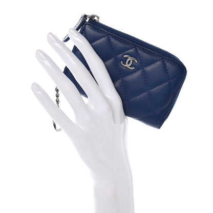Chanel Lambskin Quilted Key Holder Case Blue 2 of 12
