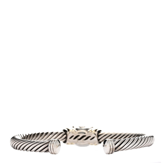 Sterling Silver 14K Yellow Gold Black Onyx 5mm Noblesse Cable Bracelet