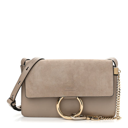 Chloe Suede Calfskin Small Faye Shoulder Bag Motty Grey 1 of 11