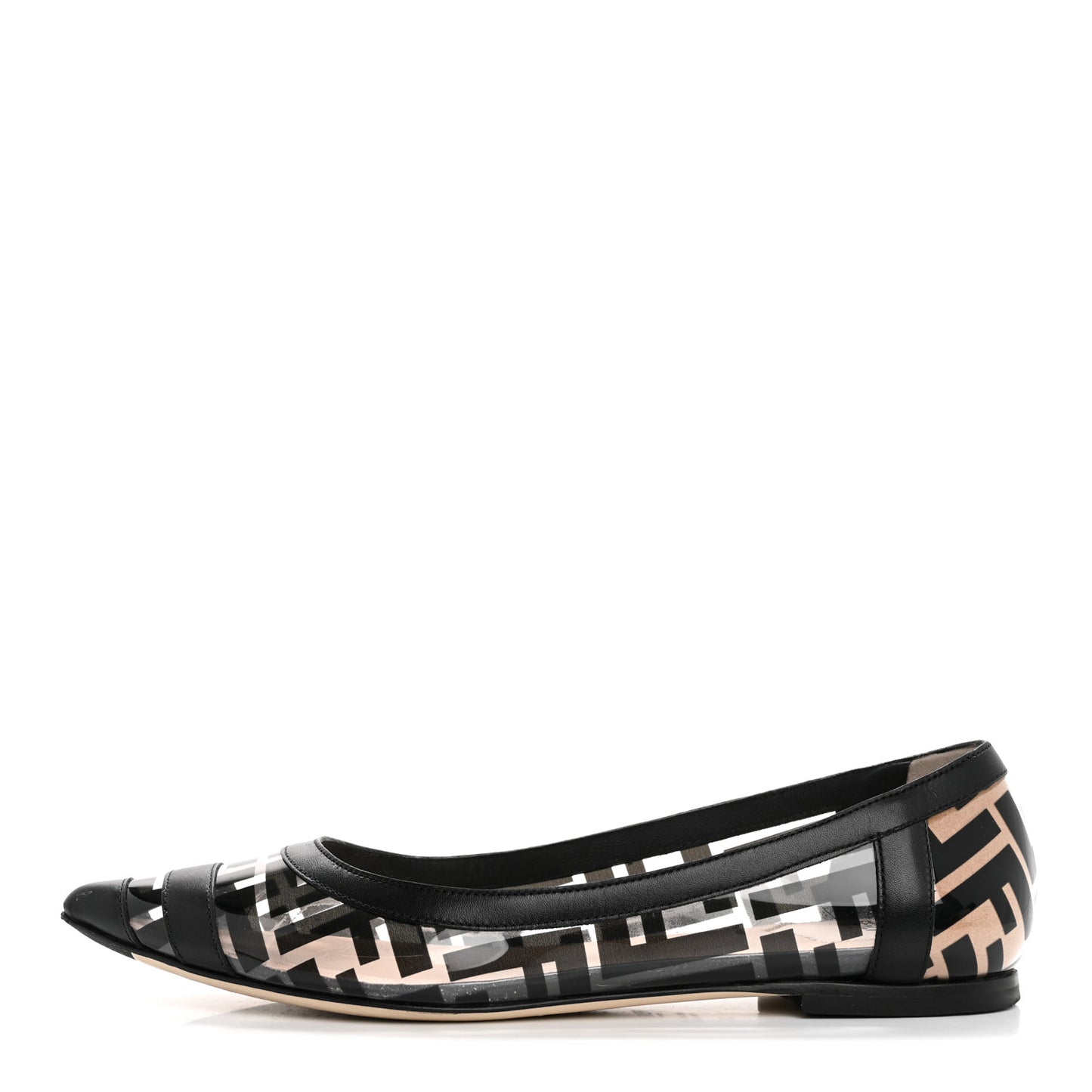 PVC Calfskin FF Colibri Ballerina Flats 36 Black