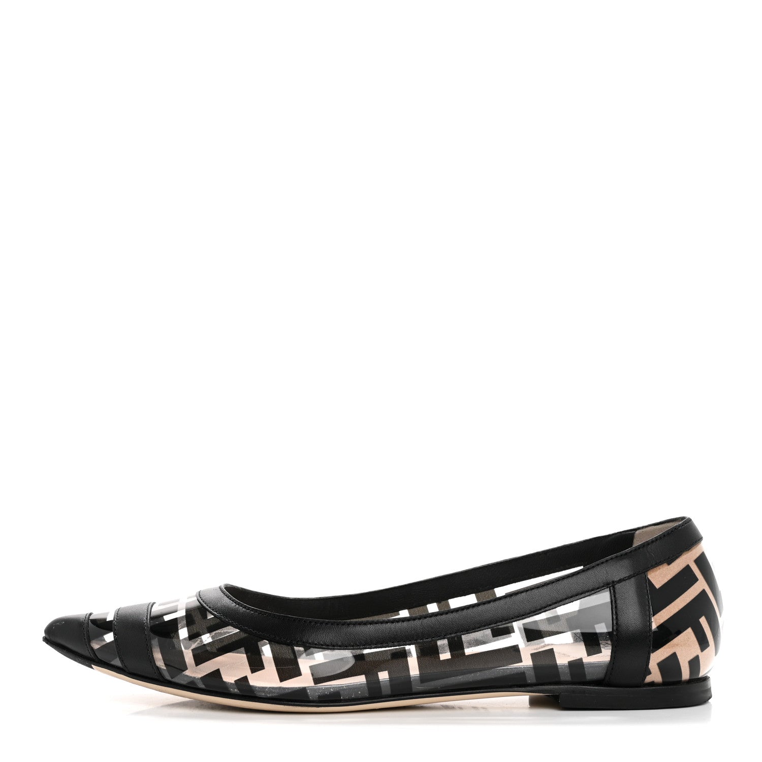 Fendi PVC Calfskin FF Colibri Ballerina Flats 36 Black 1 of 15
