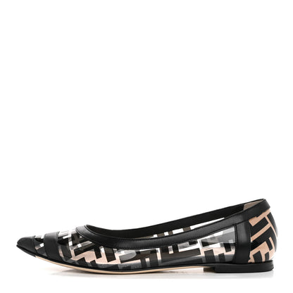 Fendi PVC Calfskin FF Colibri Ballerina Flats 36 Black 1 of 15