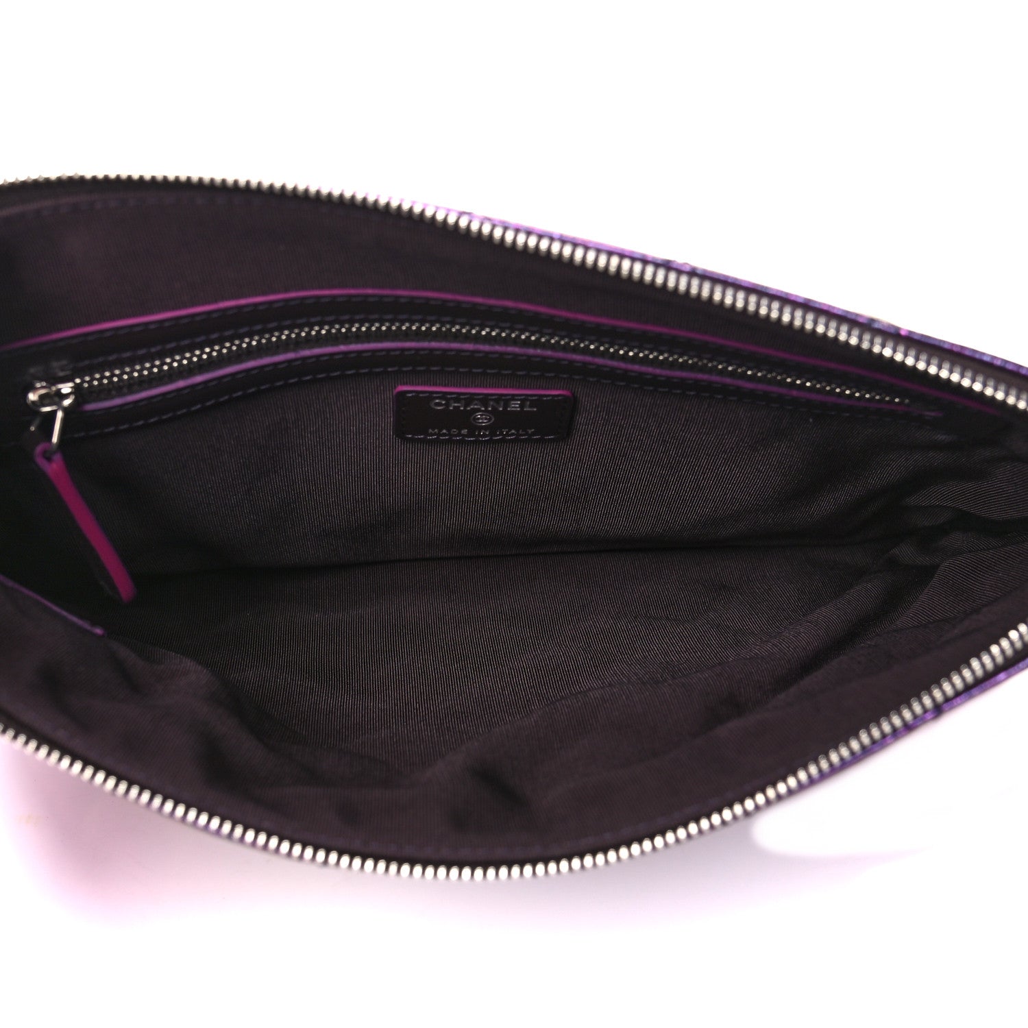 Chanel Iridescent Crumpled Calfskin CC Ripples Medium Cosmetic Case Purple 5 of 12