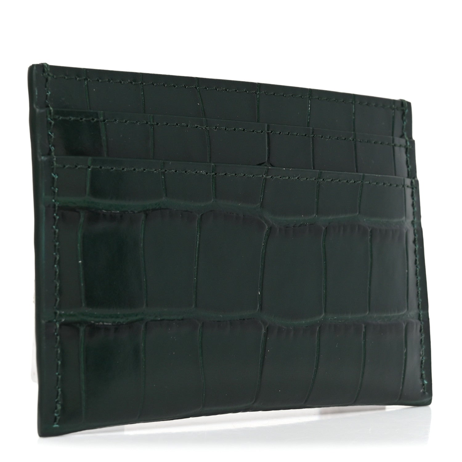 Chanel Calfskin Crocodile Embossed Crococo Card Holder Emerald 3 of 8