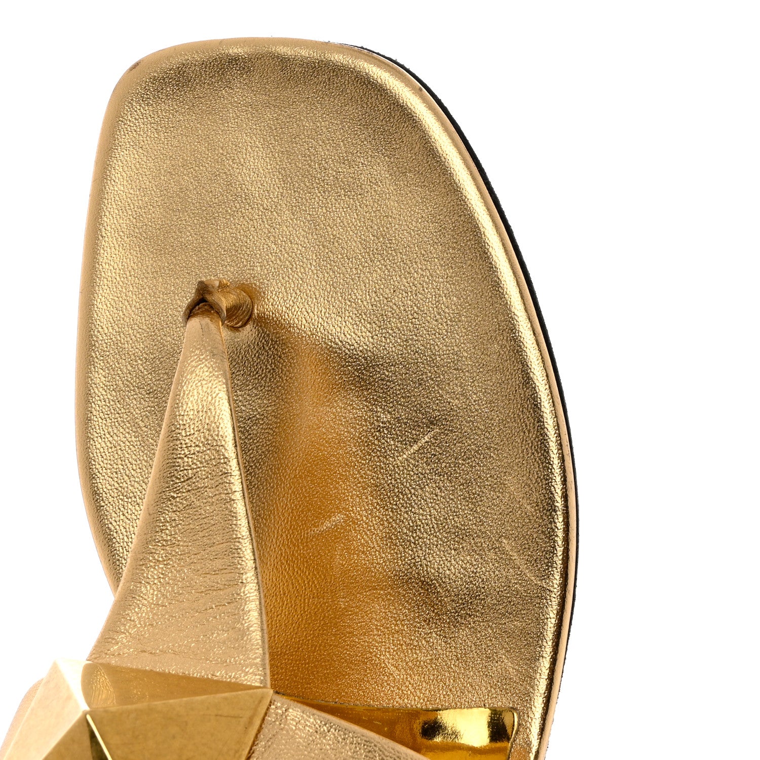 Valentino Garavani Metallic Nappa One Stud Flat Thong Sandals 40 Antique Brass 10 of 10