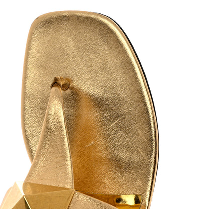 Valentino Garavani Metallic Nappa One Stud Flat Thong Sandals 40 Antique Brass 10 of 10