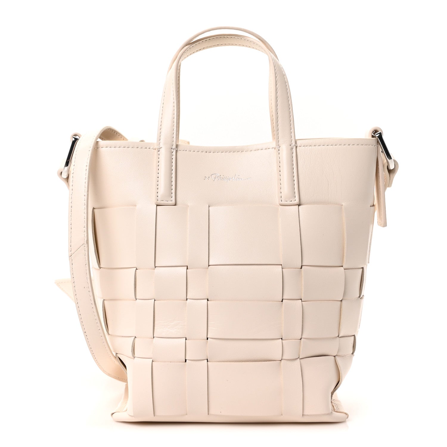 3.1 Phillip Lim Smooth Calfskin Odita Mini Modern Lattice Bucket Bag Off White 1 of 11