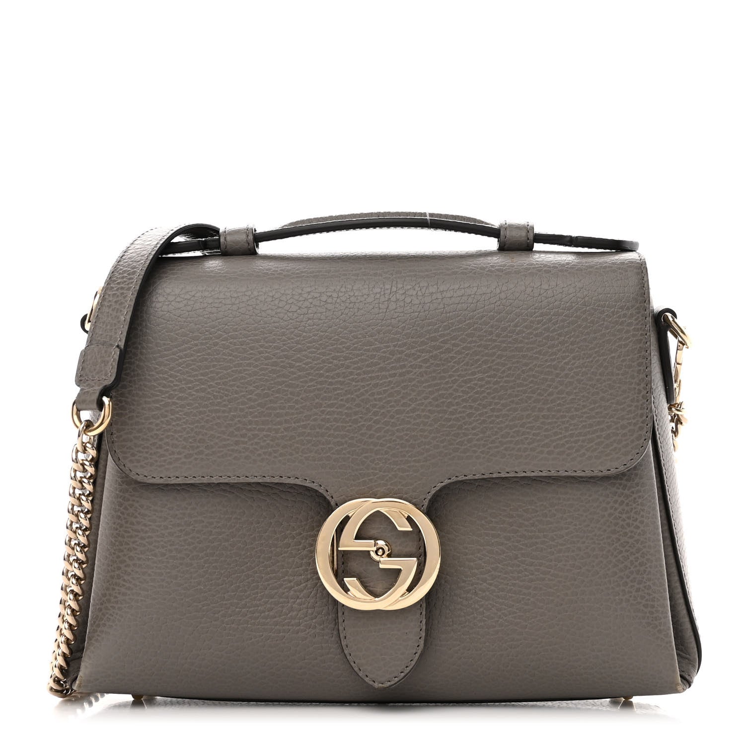 Gucci Dollar Calfskin Interlocking G Top Handle Shoulder Bag Loess 1 of 9