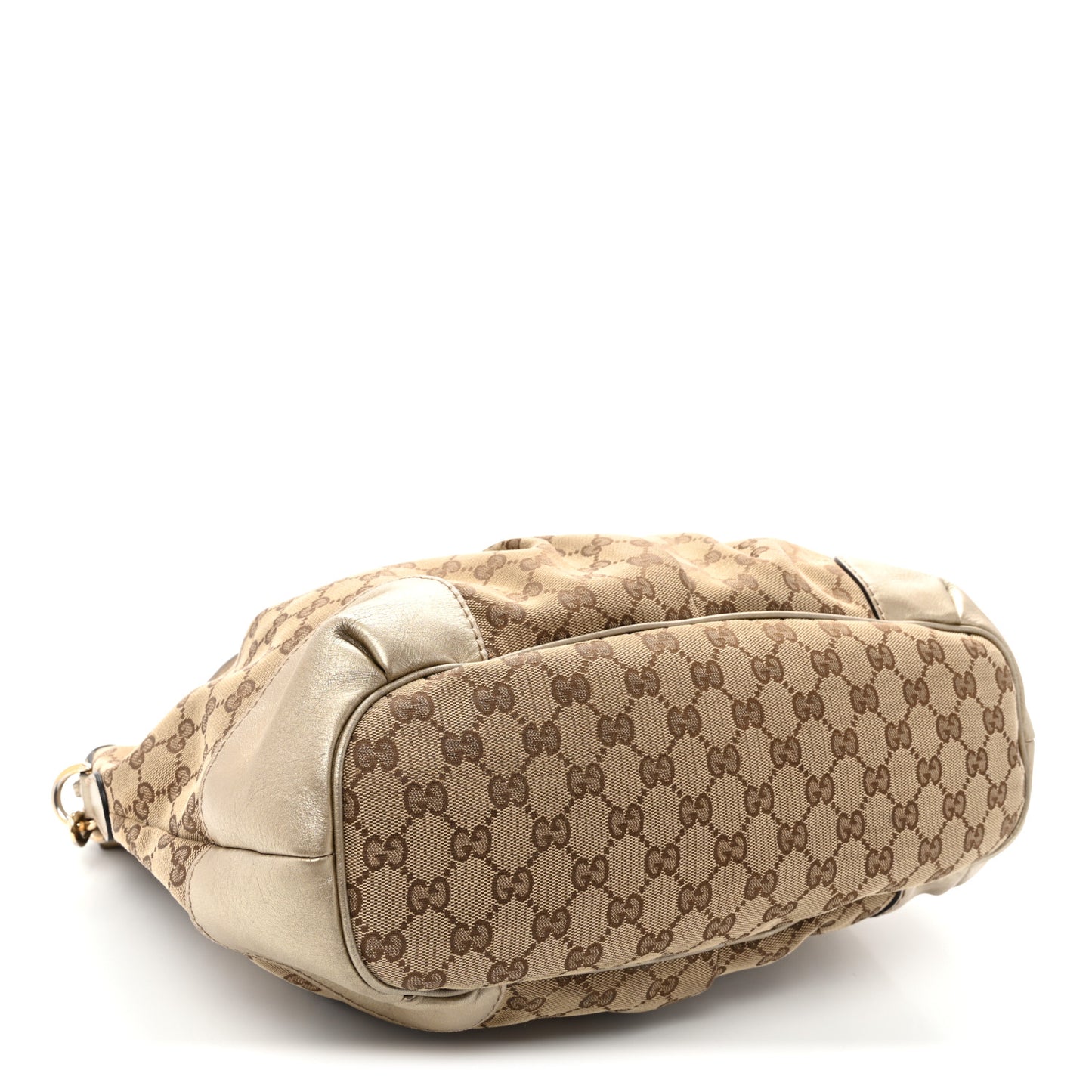 Metallic Monogram Large Sukey Top Handle Bag Beige Gold