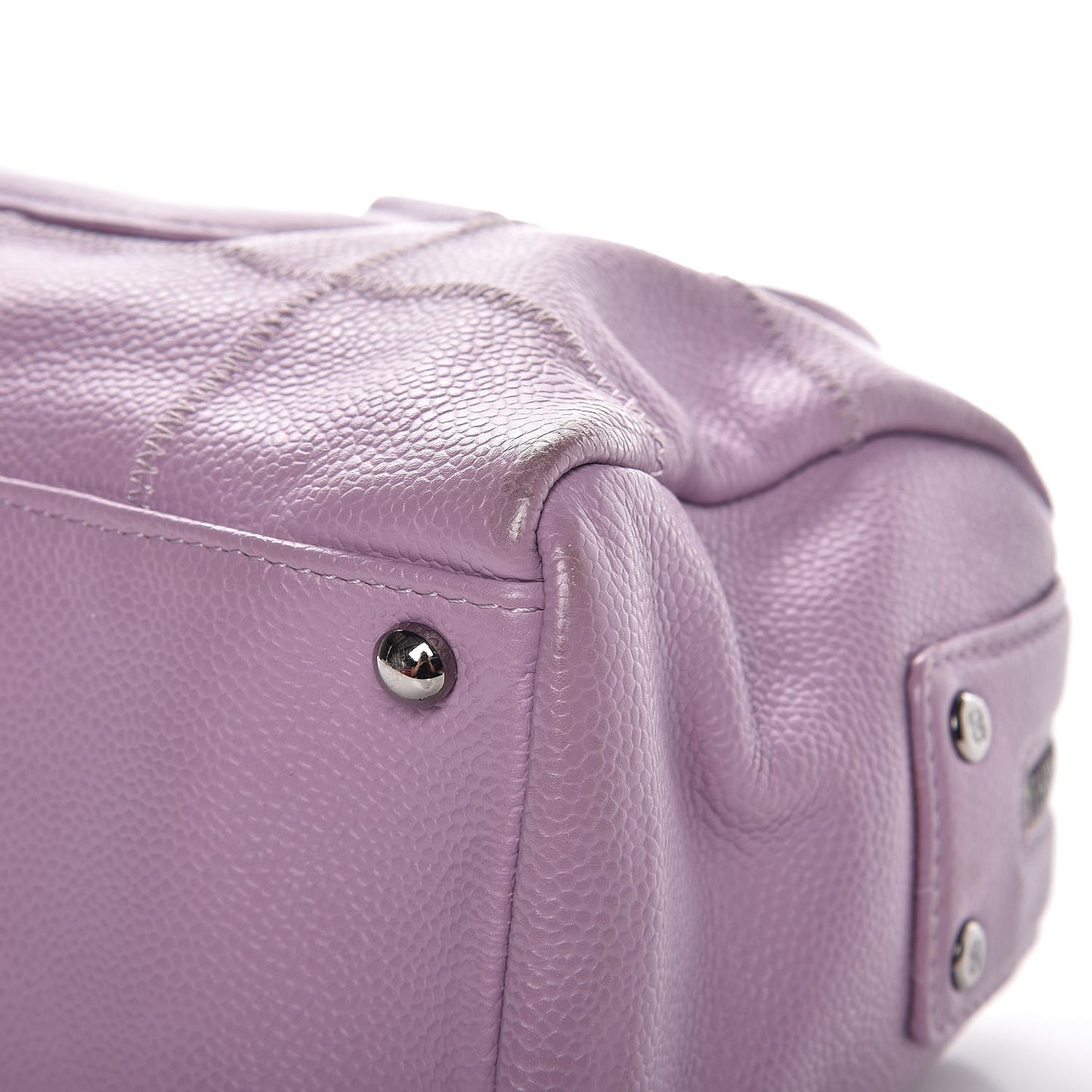 Caviar Square Stitched Tote Purple