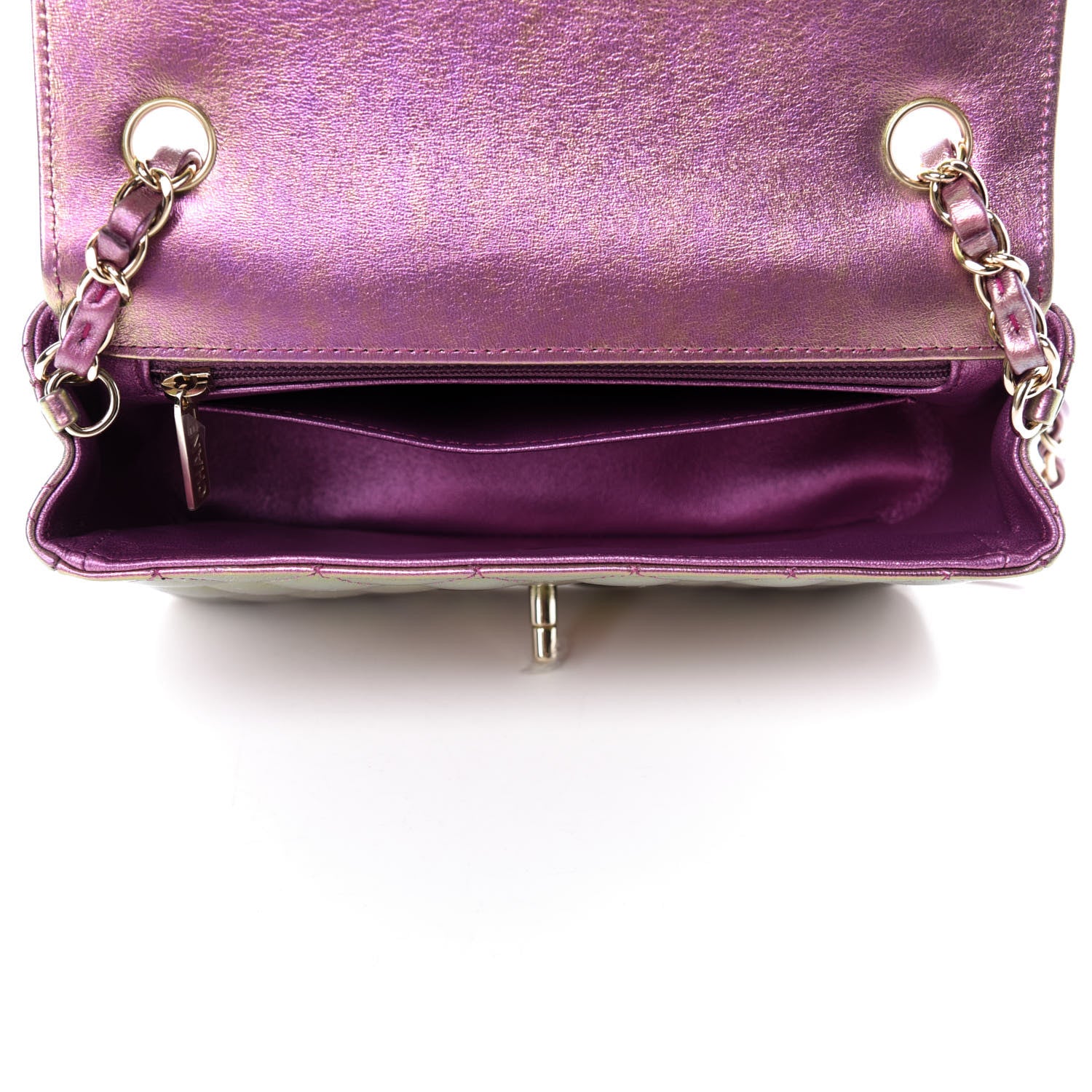 Chanel Iridescent Lambskin Quilted Mini Rectangular Flap Purple 5 of 10