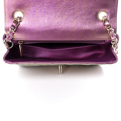 Chanel Iridescent Lambskin Quilted Mini Rectangular Flap Purple 5 of 10