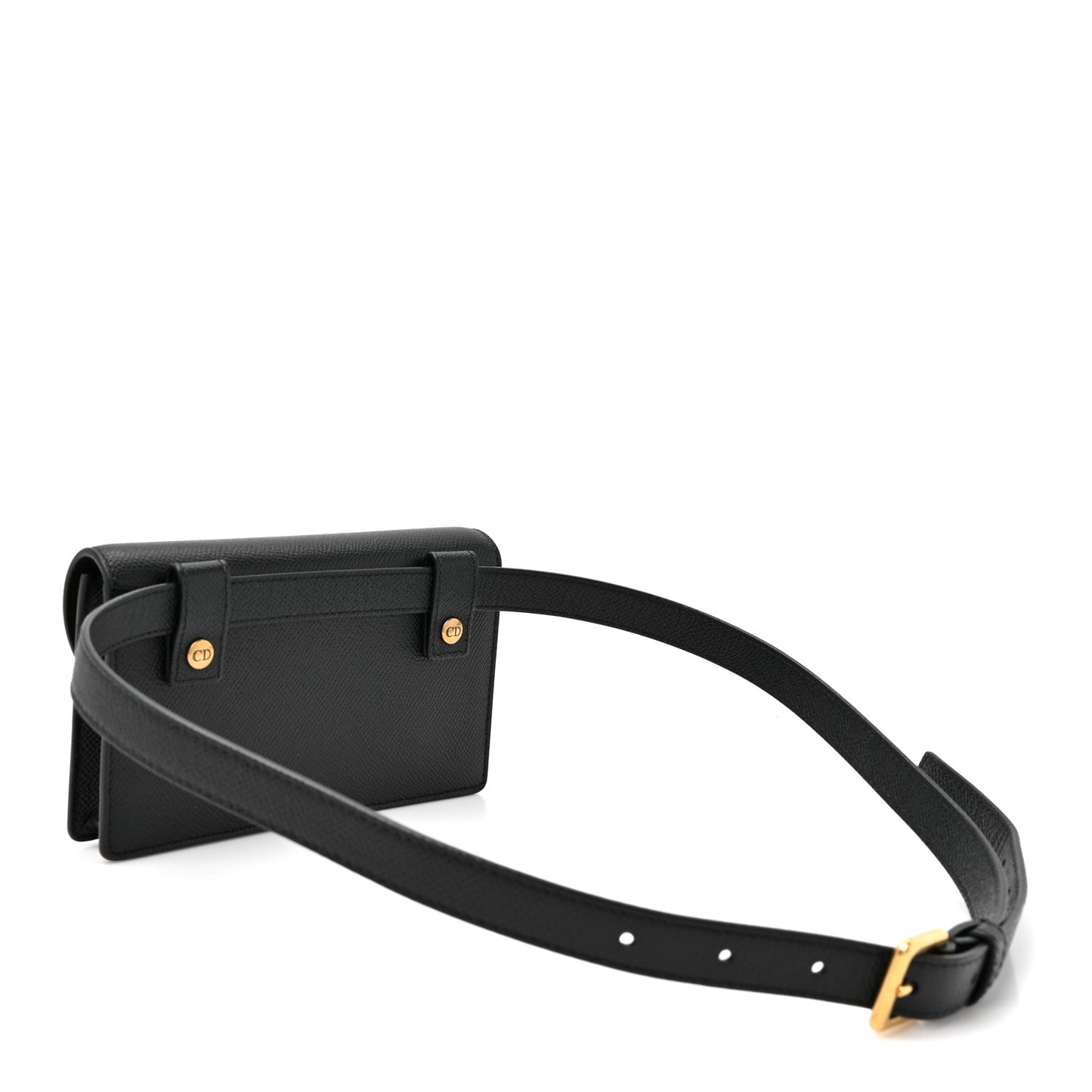 Grained Calfskin Saddle Belt Clutch Black