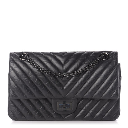 Chanel Aged Calfskin Chevron Quilted 2.55 Reissue 225 Flap So Black 1 of 12