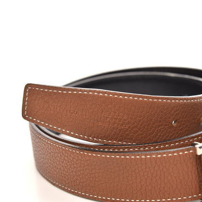 Hermes Box Togo 32mm Guilloche H Belt 85 Black Gold 4 of 5