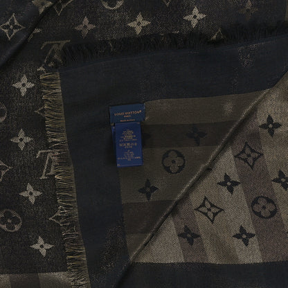 Louis Vuitton Silk Lurex Wool So Shine Monogram Shawl Black 3 of 3