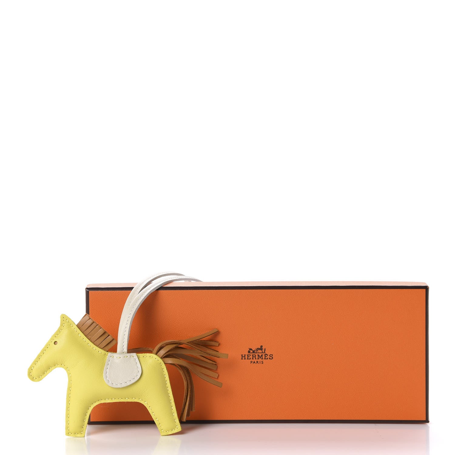Hermes Milo Lambskin Grigri Rodeo Horse Bag Charm PM Lime Sesame Craie 4 of 4