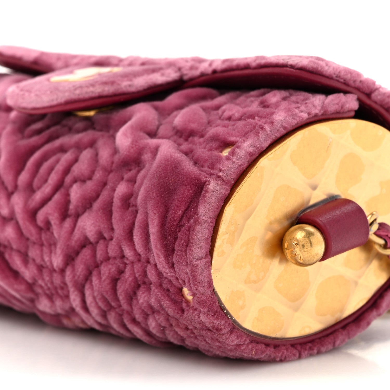 Chanel Velvet Camellia Embossed Jewel Belt Card Holder With Chain Pink 9 of 11