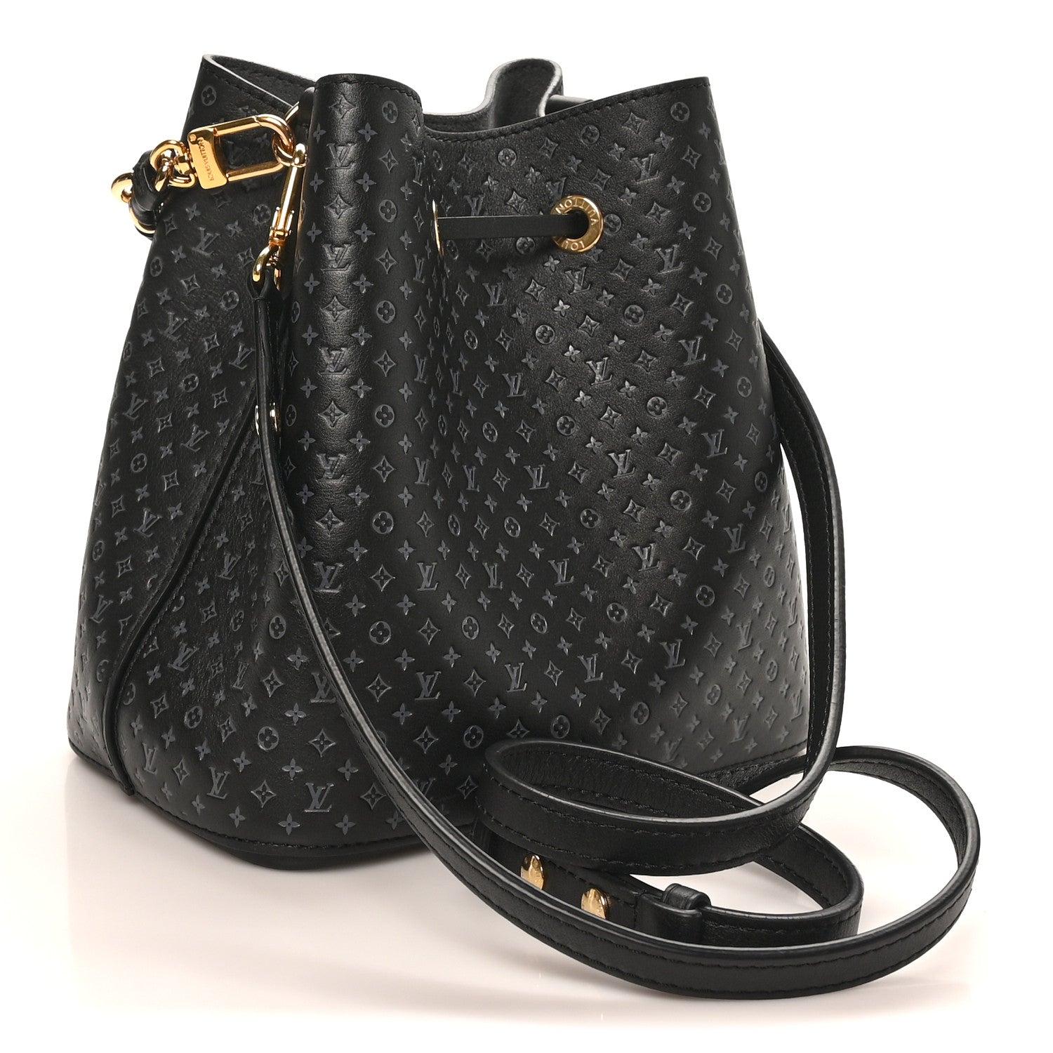 Louis Vuitton Calfskin Nanogram Embossed Neonoe BB Black 2 of 8