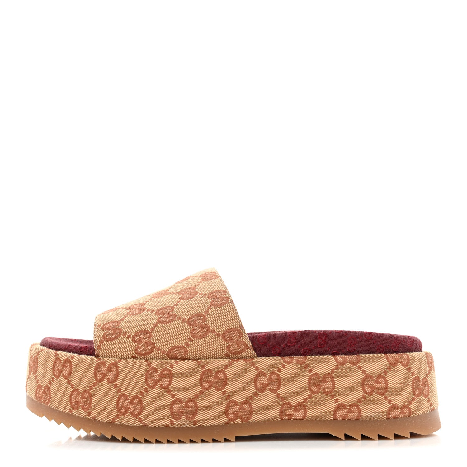 Gucci Canvas GG Monogram Angelina Platform Slide Sandals 36 Beige Ruggine 1 of 9