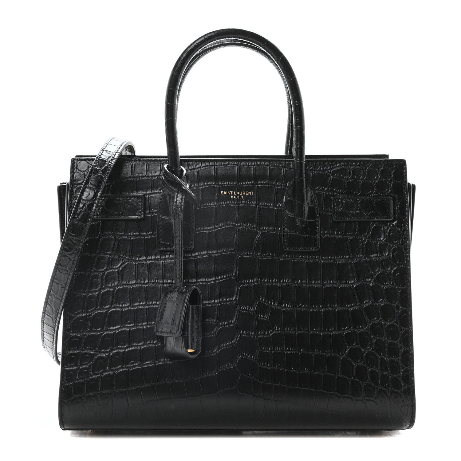 Saint Laurent Calfskin Crocodile Embossed Baby Sac De Jour Black 1 of 10