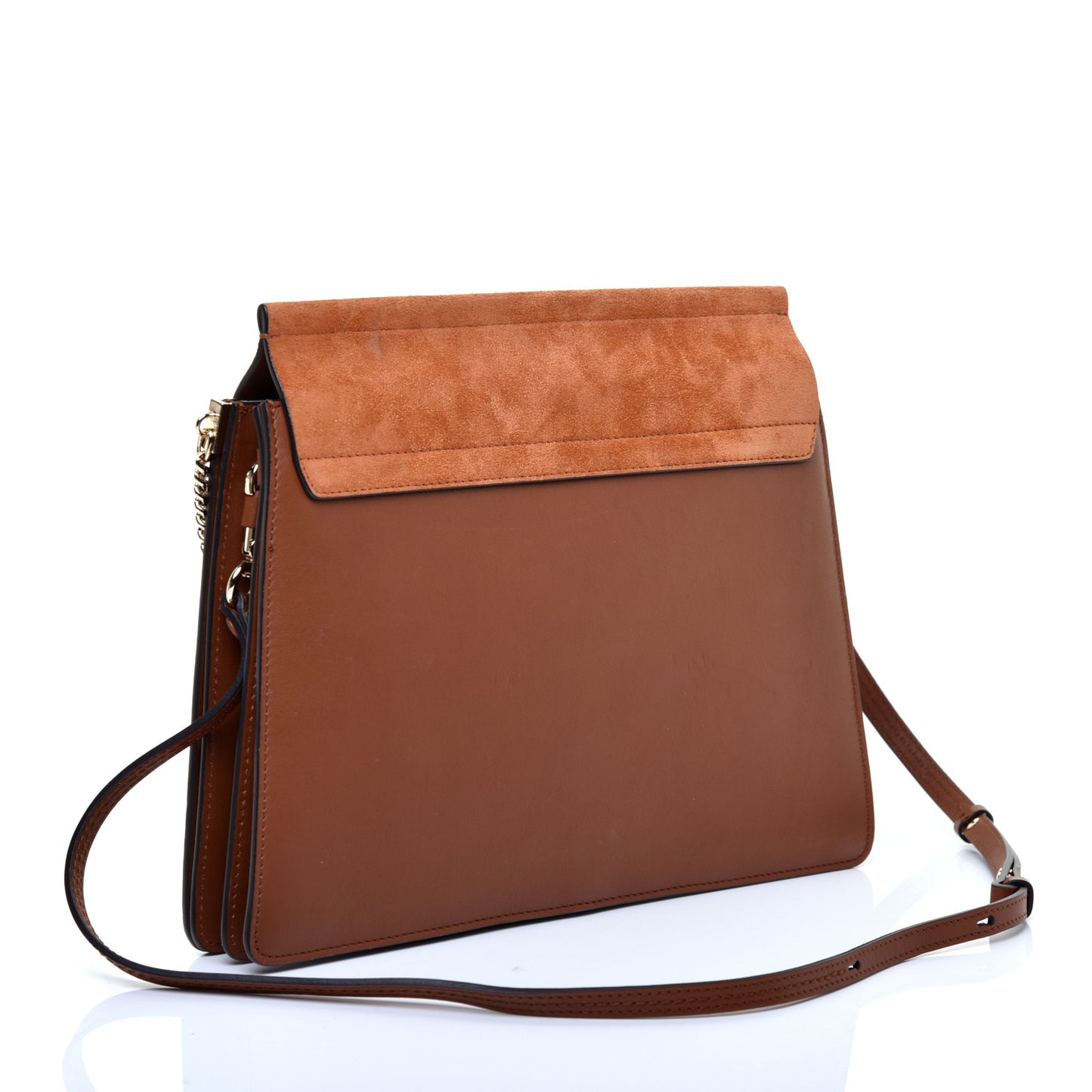 Suede Calfskin Medium Faye Shoulder Bag Tobacco