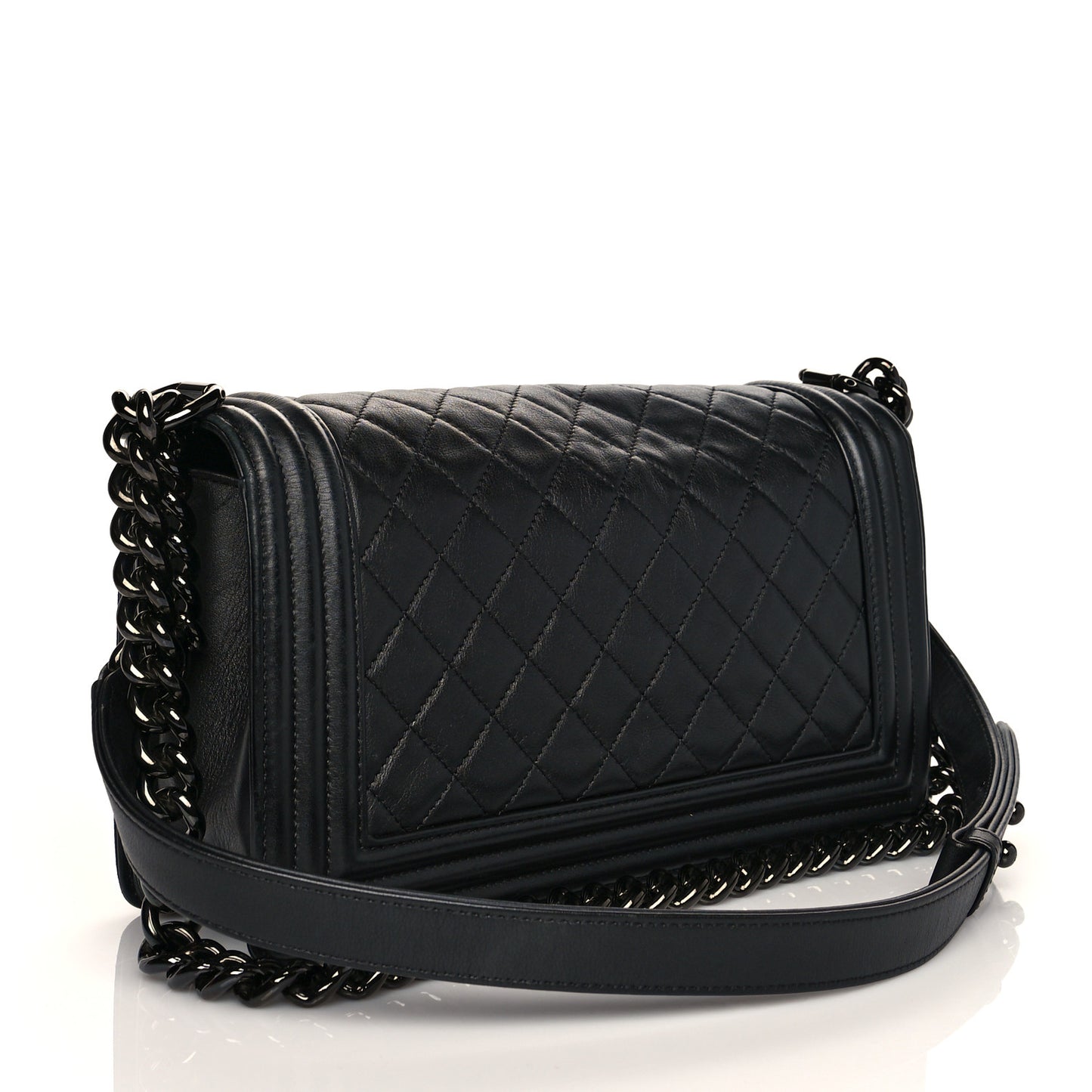Lambskin Quilted Medium Boy Flap So Black