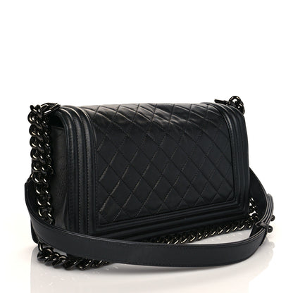 Chanel Lambskin Quilted Medium Boy Flap So Black 3 of 14