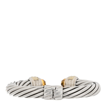 David Yurman Sterling Silver 14K Yellow Gold Citrine 10mm Cable Classics Hinged Bracelet 2 of 4
