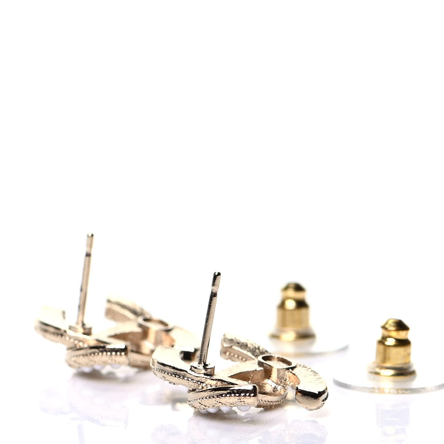 Resin Pearl CC Earrings Gold Black