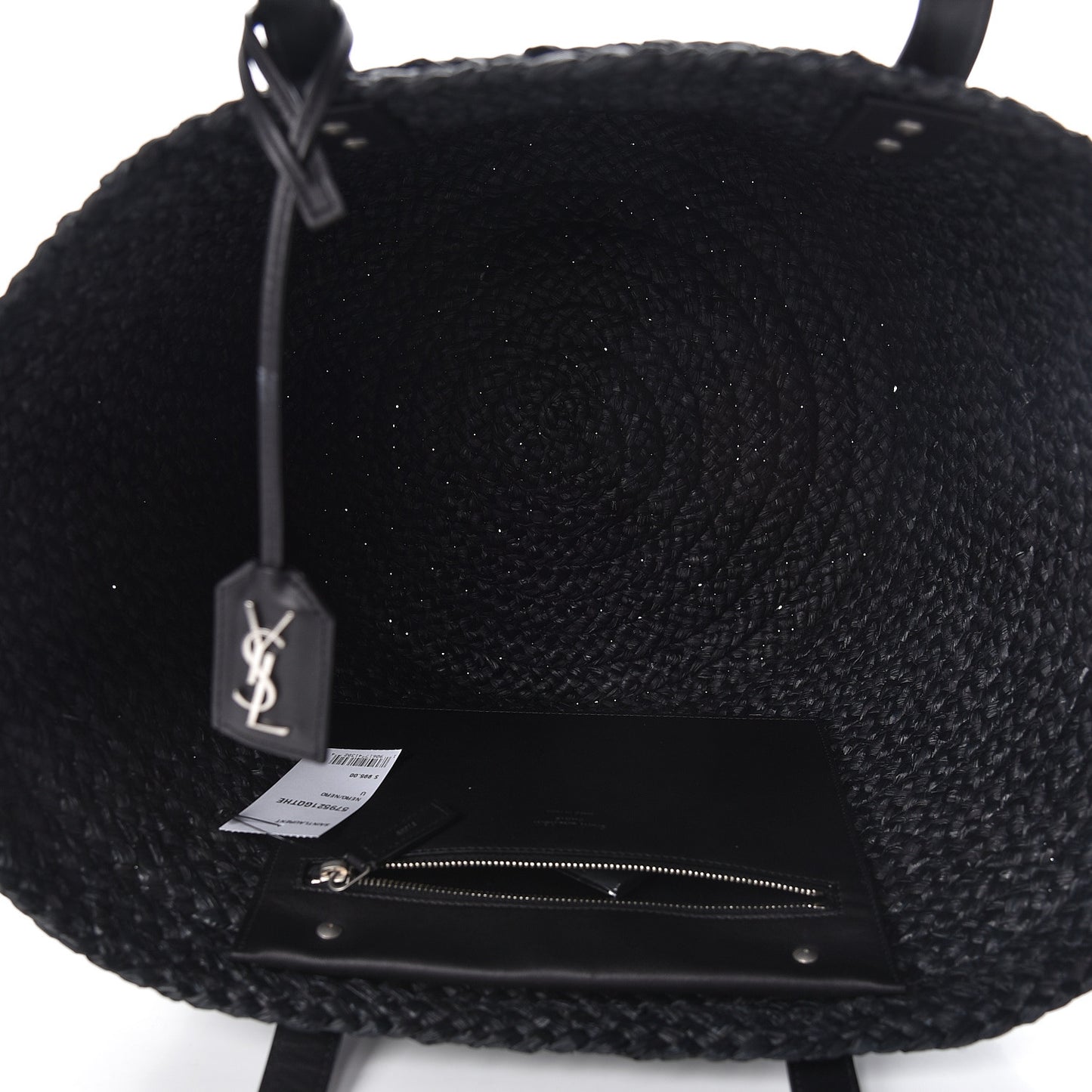 Raffia Medium Panier Bag Black