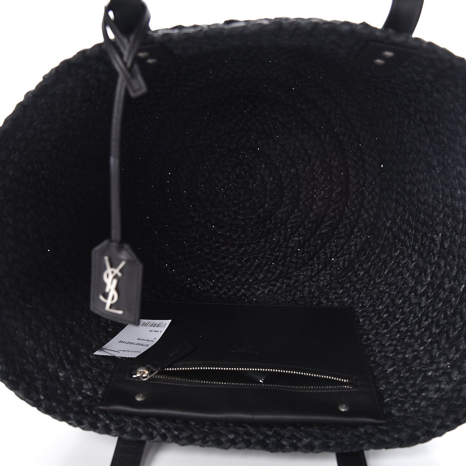 Saint Laurent Raffia Medium Panier Bag Black 5 of 9