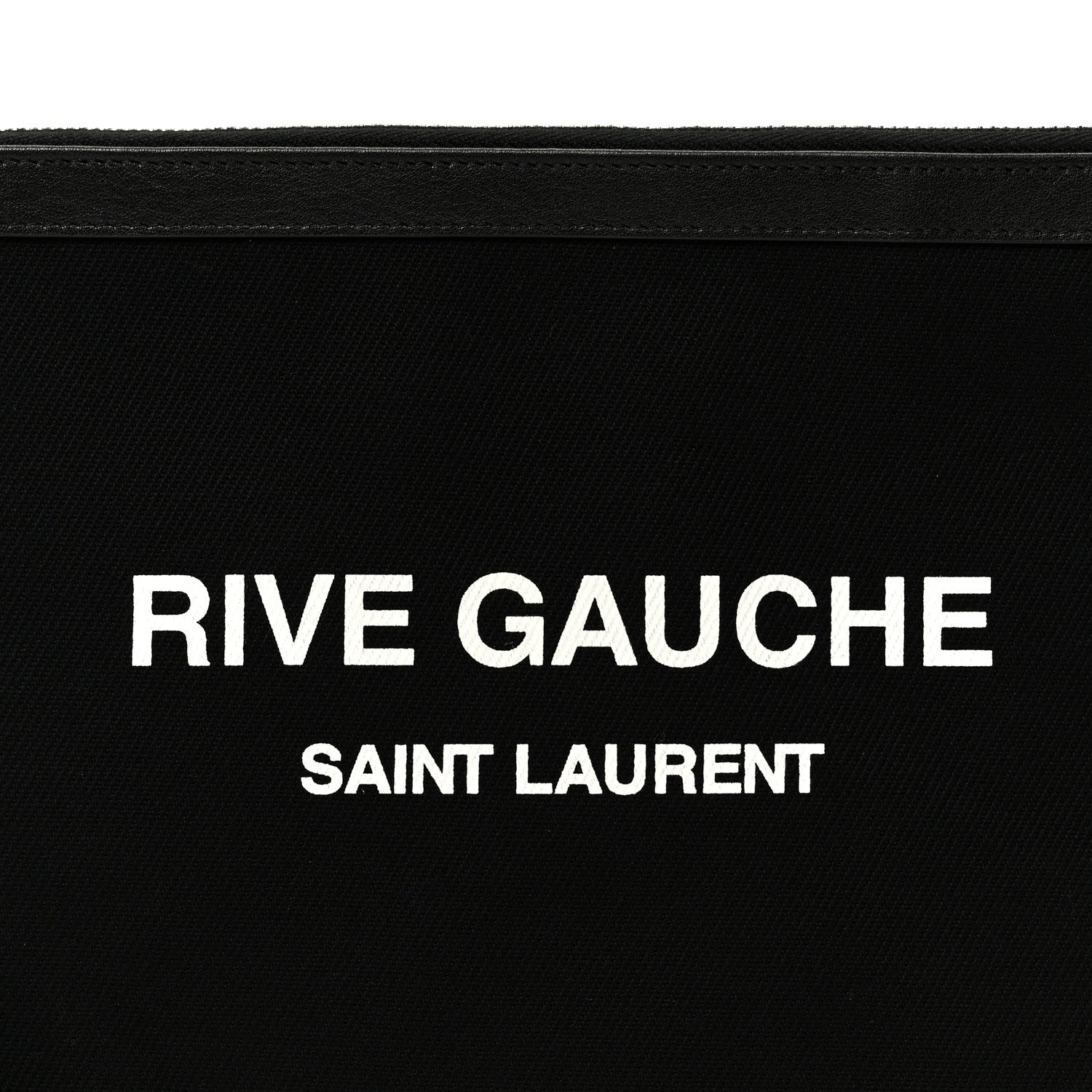Saint Laurent Linen Canvas Rive Gauche Zipped Pouch Black 8 of 9