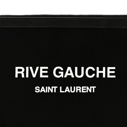 Saint Laurent Linen Canvas Rive Gauche Zipped Pouch Black 8 of 9
