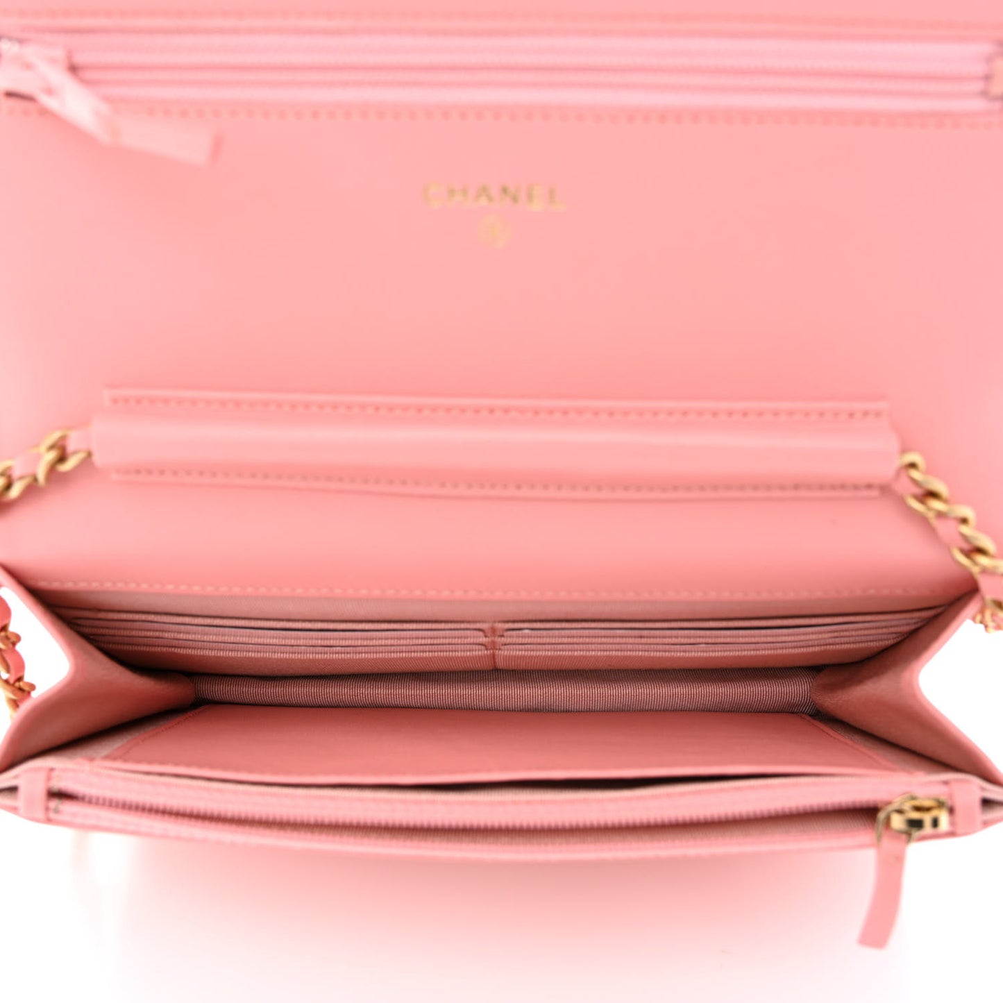 Lambskin Quilted Wallet On Chain WOC Pink