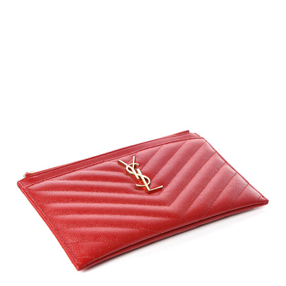 Saint Laurent Grain De Poudre Chevron Monogram Bill Pouch Bandana Red 4 of 8