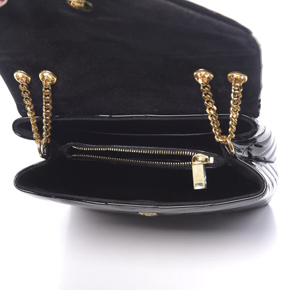 Saint Laurent Patent Y Quilted Monogram Small Loulou Chain Satchel Black 5 of 10