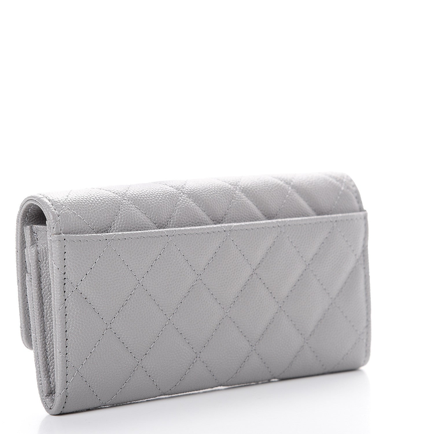 Chanel Caviar Quilted Large Golden Class Gusset Flap Wallet Grey 2 of 9